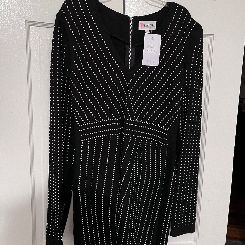 Black beaded dress-new with tags